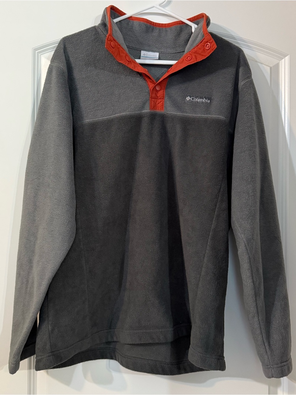 Columbia Gray Fleece Pullover with Orange Trim